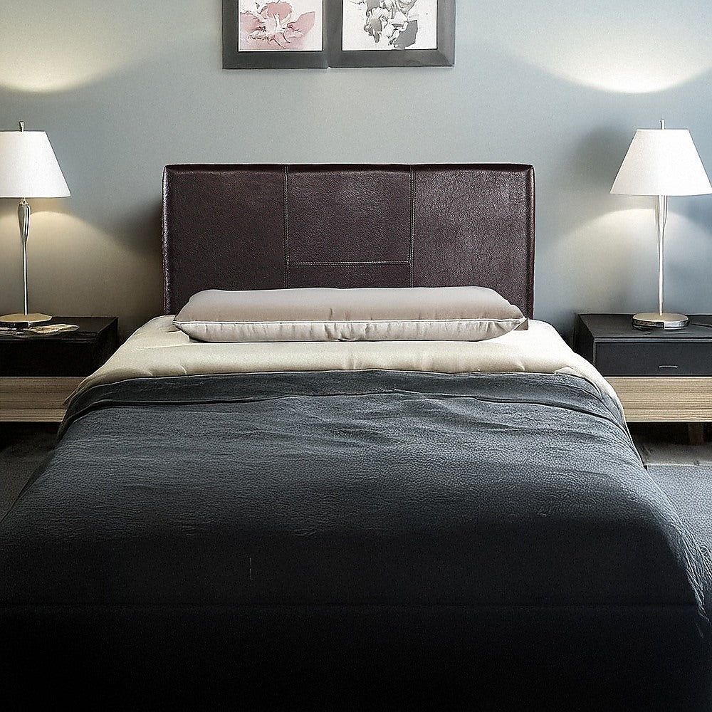 PU Leather Single Bed Headboard Bedhead - Brown