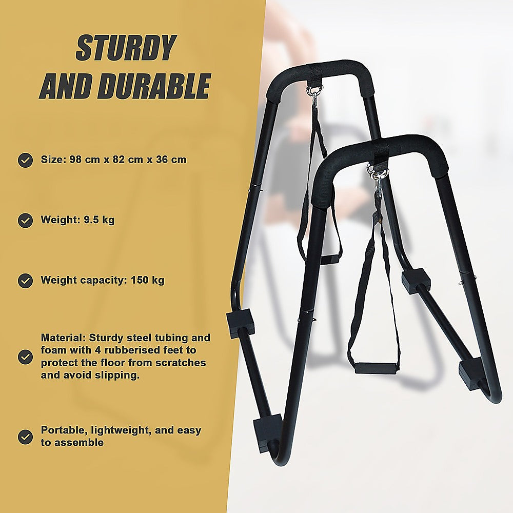 Heavy Duty Body Press Core Bars Push Up Home Gym Parallette Stand