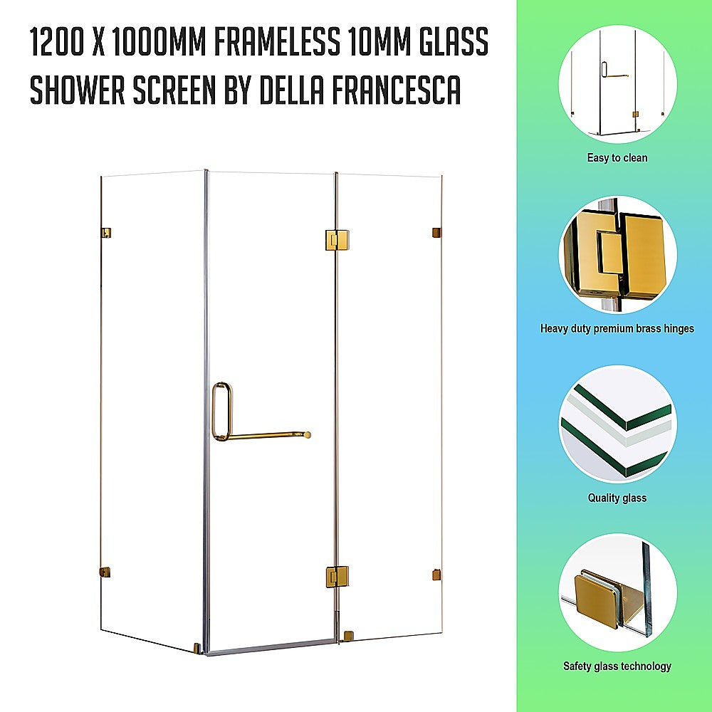 1200 x 1000mm Frameless 10mm Glass Shower Screen By Della Francesca