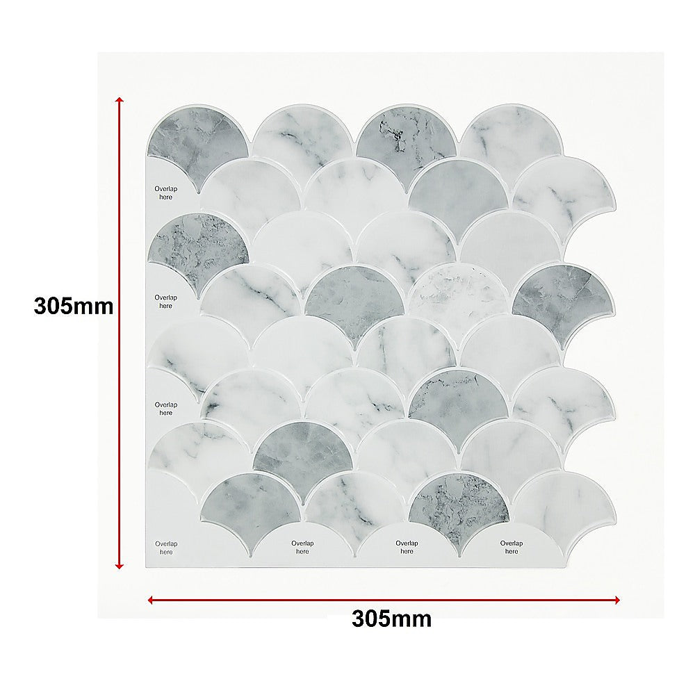 Tiles 3D Peel and Stick Wall Tile Fish Scale Mosaic 10 Sheets