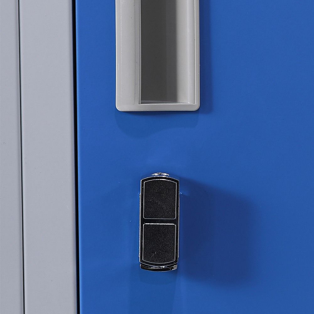 12-Door Steel Locker – Grey with Blue Door, Padlock-operated