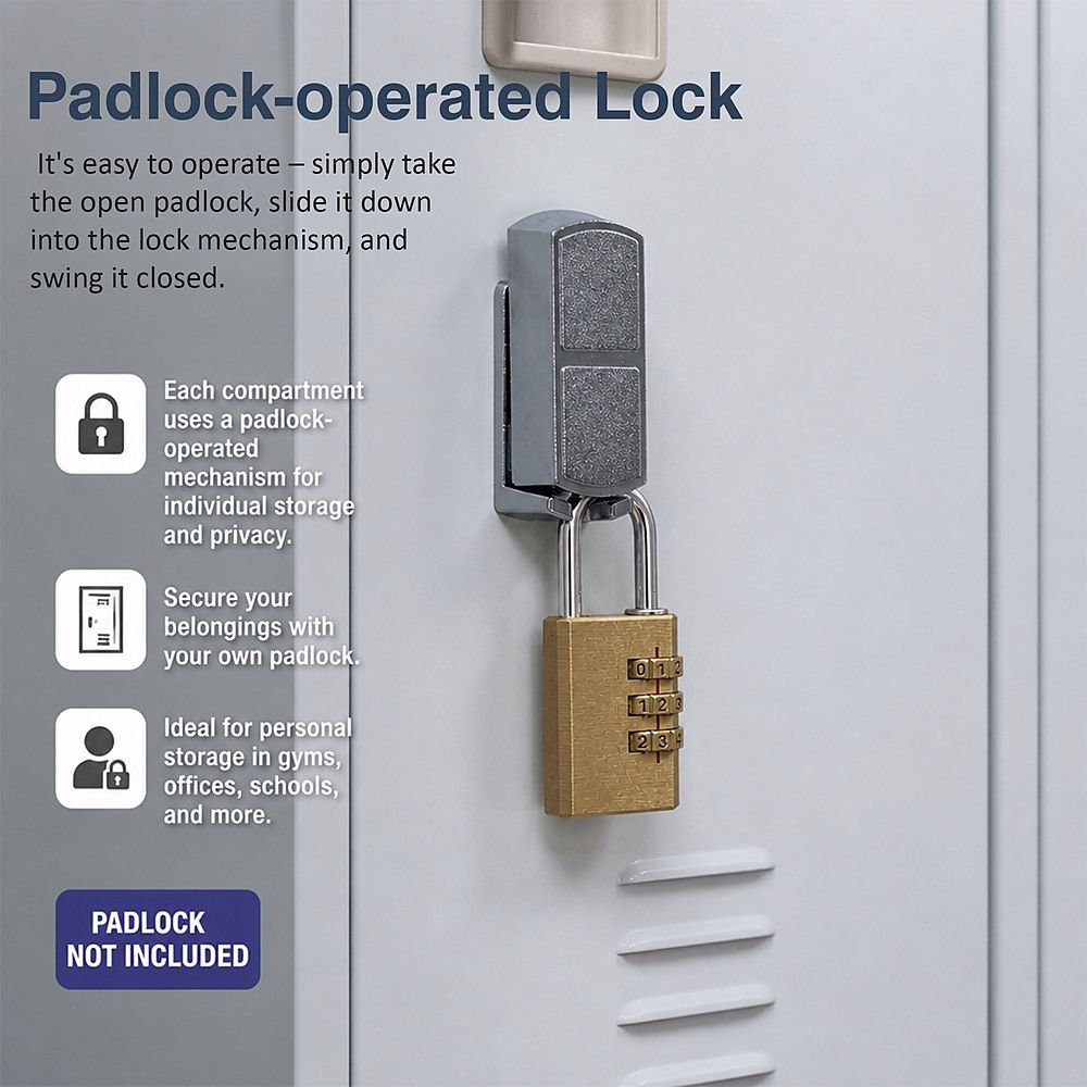 12-Door Steel Locker – Grey, Padlock-operated
