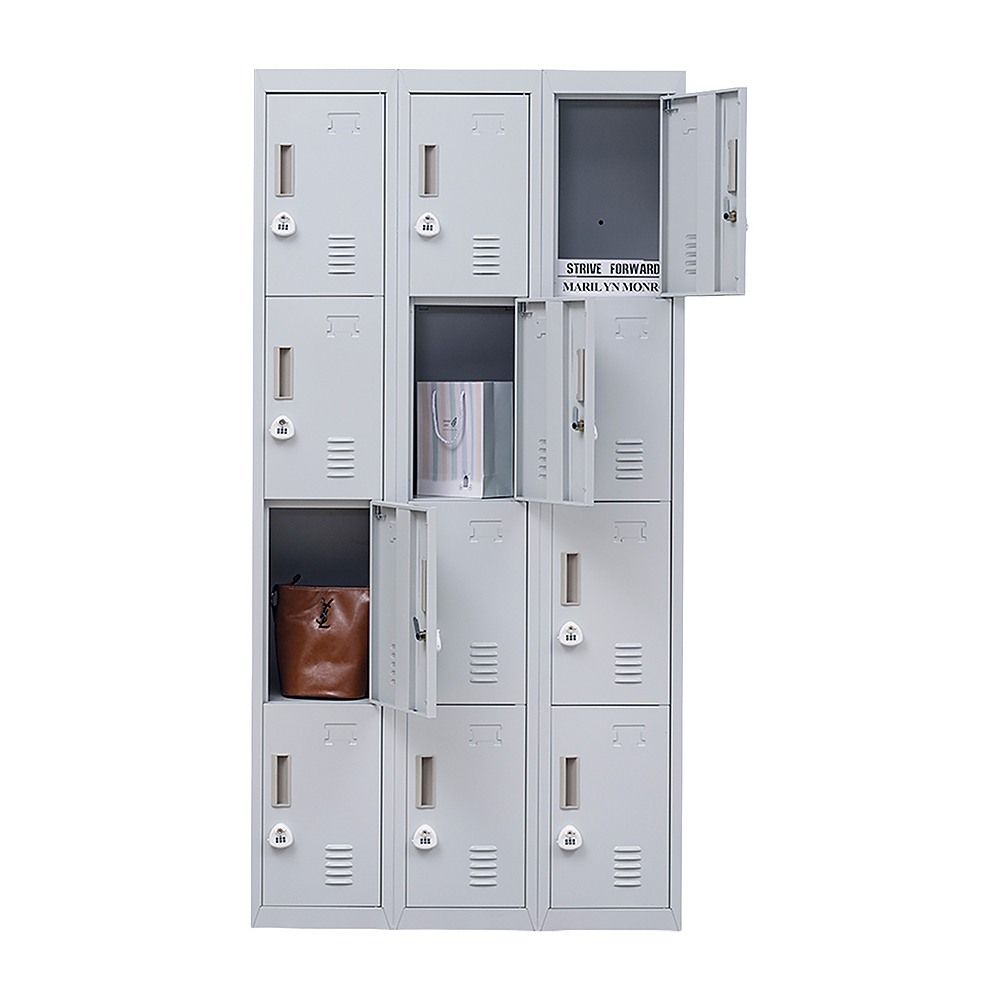 12-Door Steel Locker – Grey, 3-Digit Combination Lock