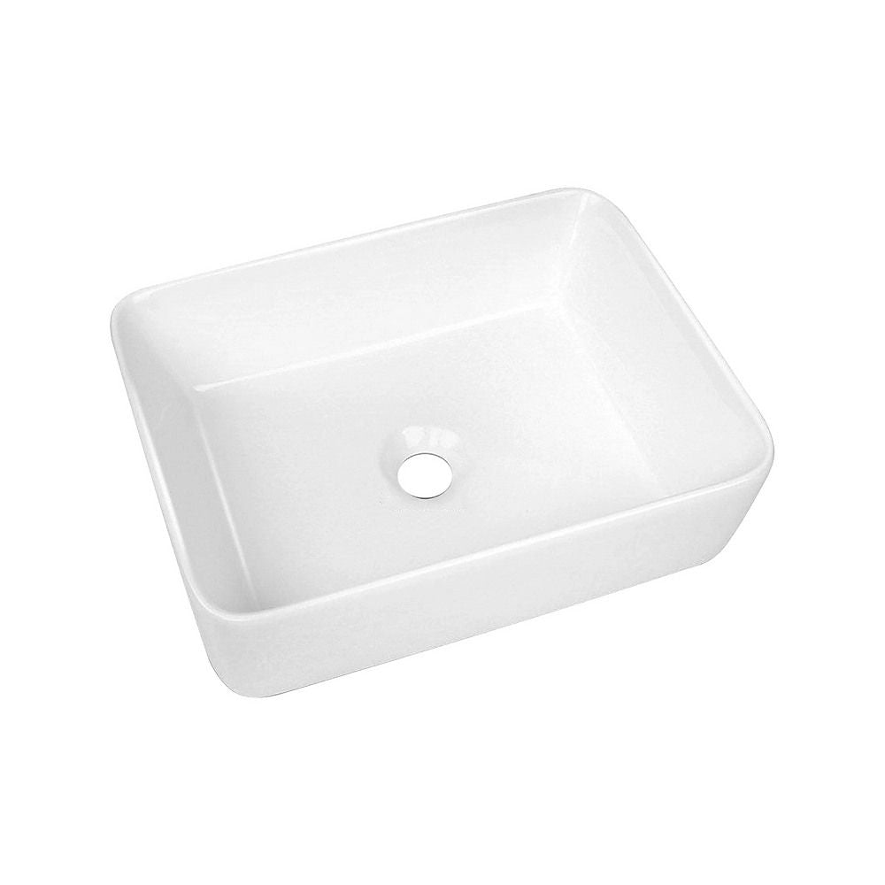 48cm Ceramic Above Counter Bathroom Basin Square Vanity Sink Countertop Wash Basin White