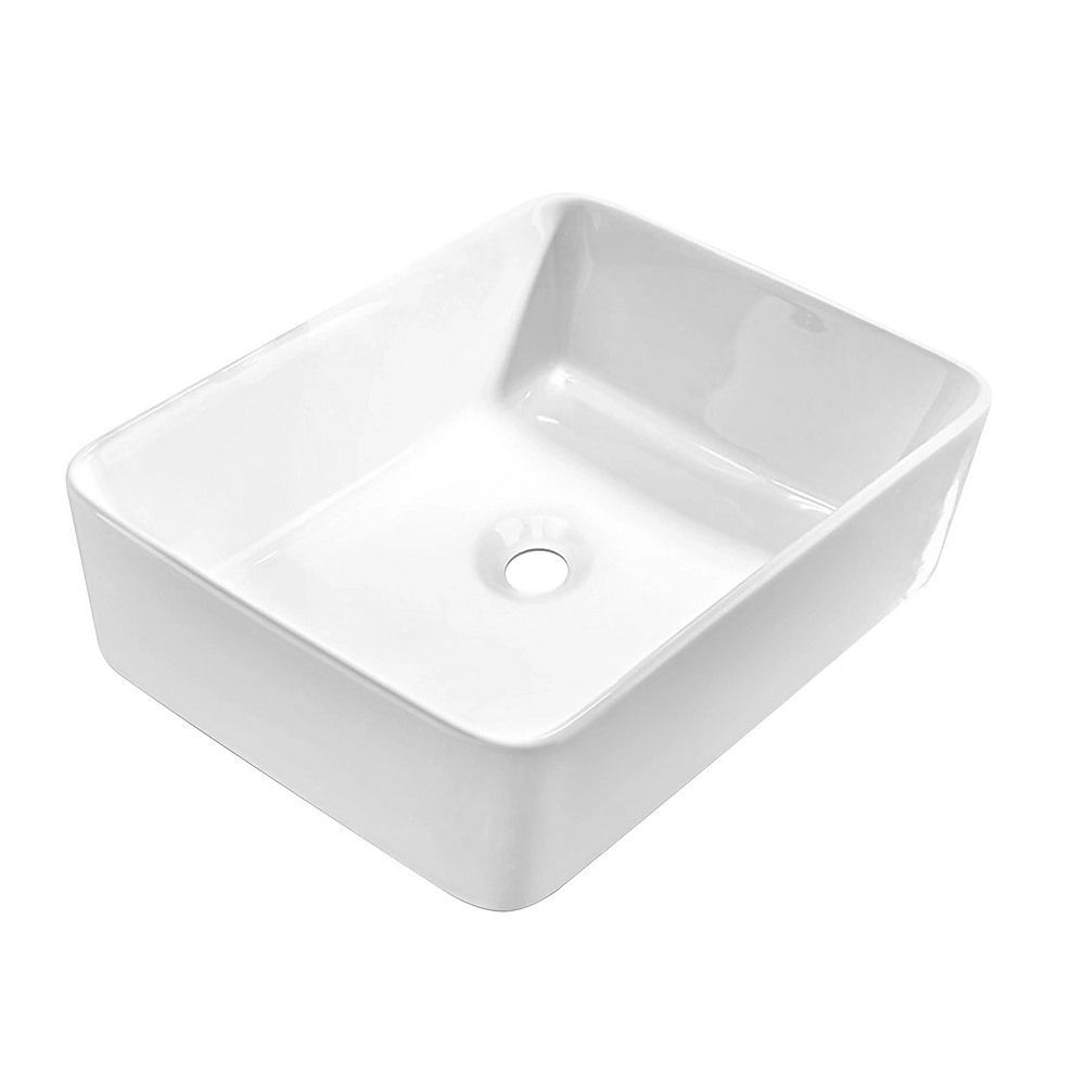 48cm Ceramic Above Counter Bathroom Basin Square Vanity Sink Countertop Wash Basin White