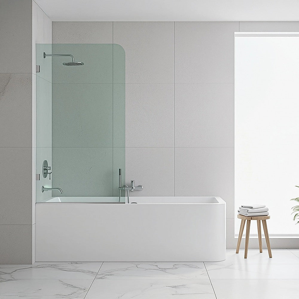 70cm Frameless Glass Bath Screen with U-Brackets - Gold
