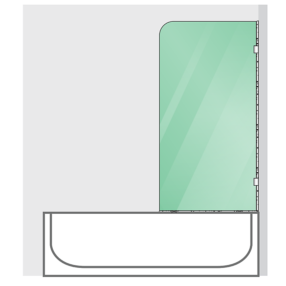 70cm Frameless Glass Bath Screen with U-Brackets - Nickel