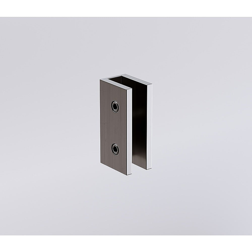 70cm Frameless Glass Bath Screen with U-Brackets - Gunmetal
