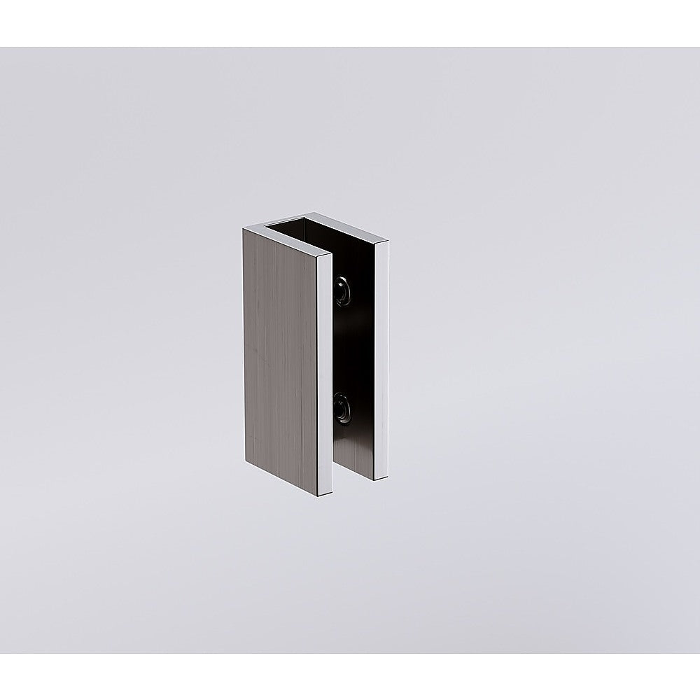 70cm Frameless Glass Bath Screen with U-Brackets - Gunmetal