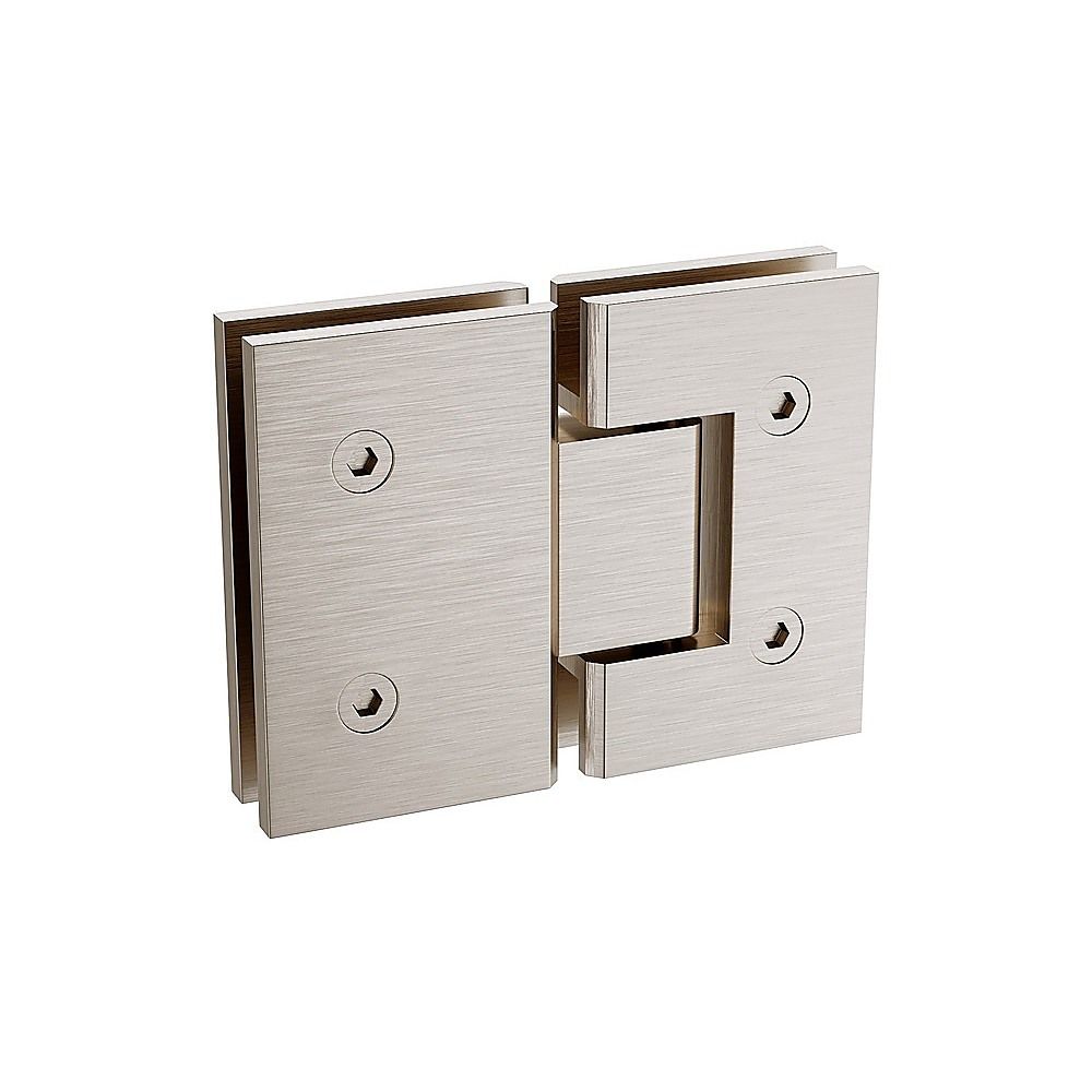 110x120cm Double Door Corner Shower Screen – Nickel U-Brackets, Brass Hinges & Square Double Pull Handle