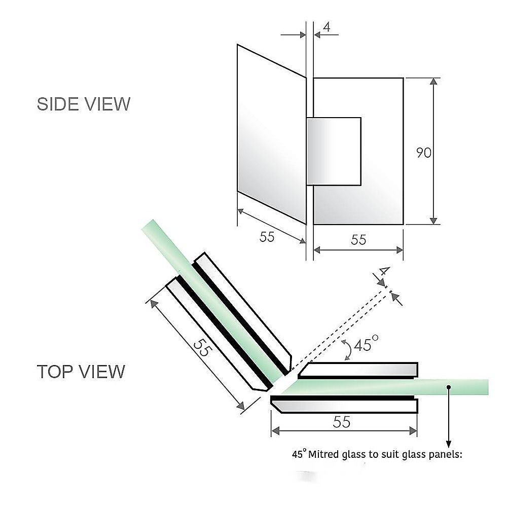100cm Frameless Diamond Shower Screen with White Channels and SS Hinges