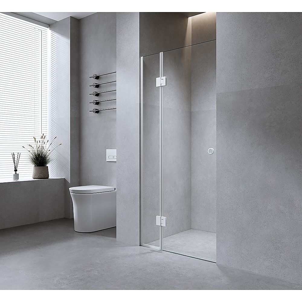 120cm Wall to Wall Frameless Shower Screen – Chrome Wall Channel and Floor Channel with SS Hinges for Contemporary Style