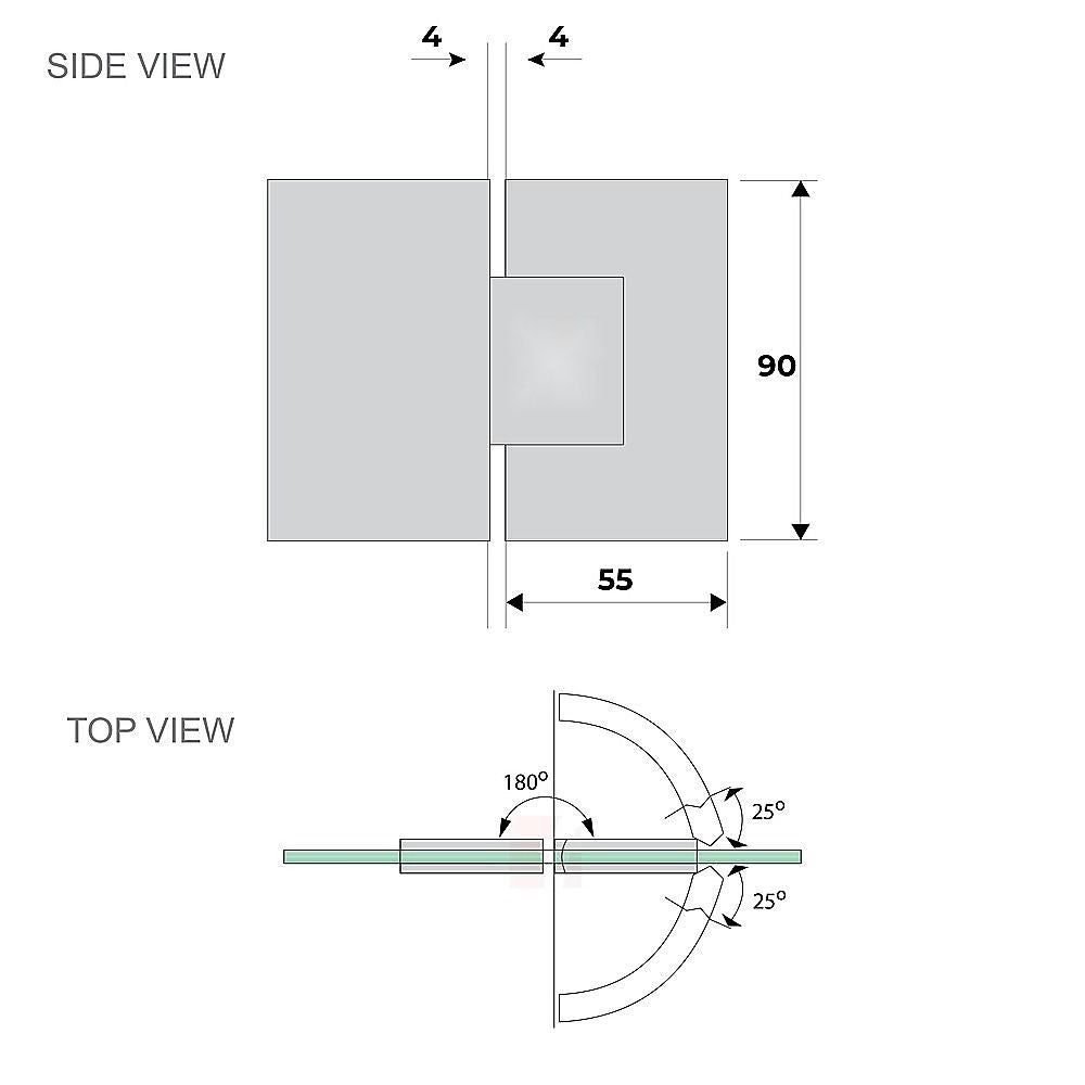 120cm Wall to Wall Frameless Shower Screen – Chrome Wall Channel and Floor Channel with SS Hinges for Contemporary Style