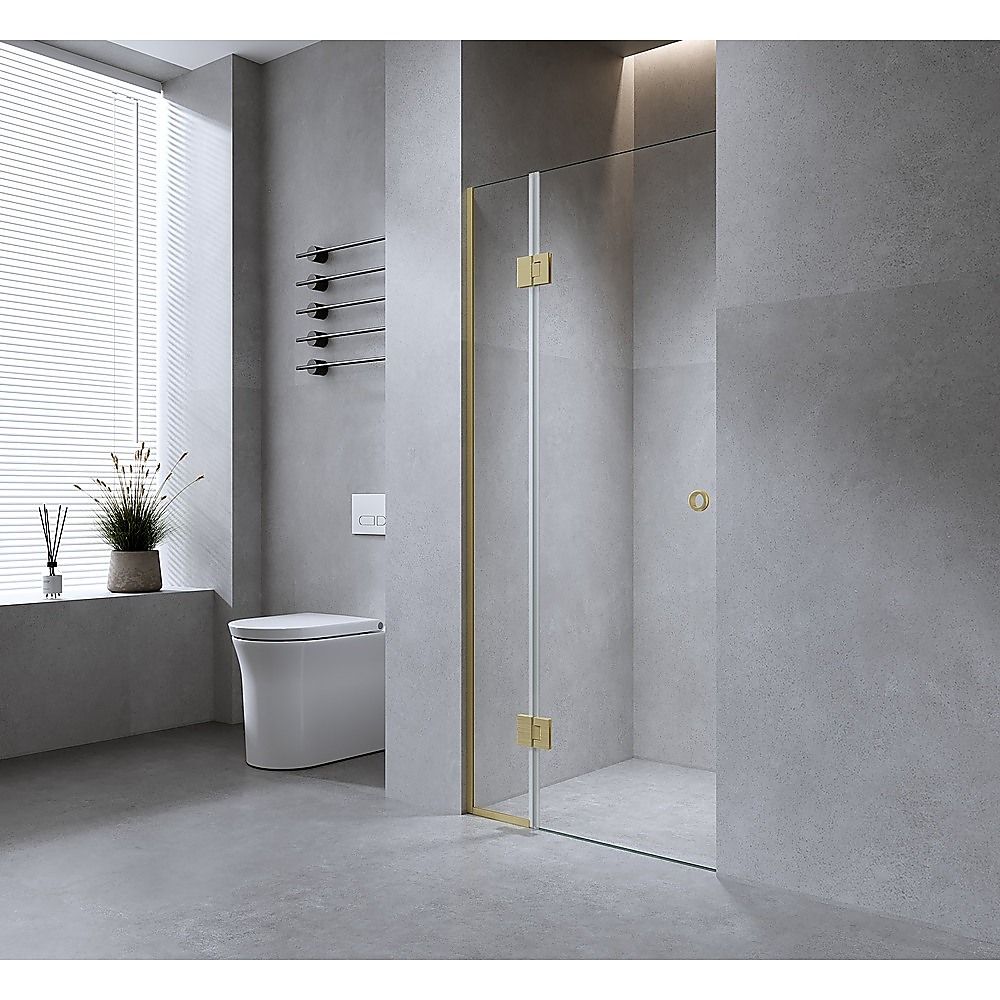 120cm Wall to Wall Frameless Shower Screen – Gunmetal Wall Channel with SS Hinges for Contemporary Style