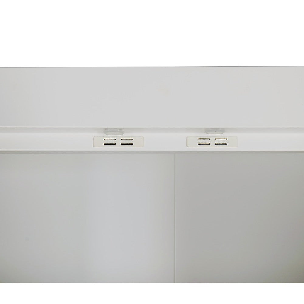 3 Door White Wardrobe – White Handles, Hanging Rail & Shelves