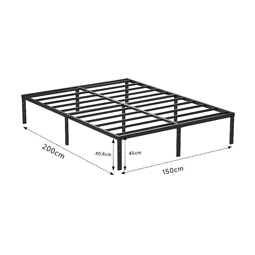 Queen Metal Bed Frame 45cm High – Full Steel Base Platform