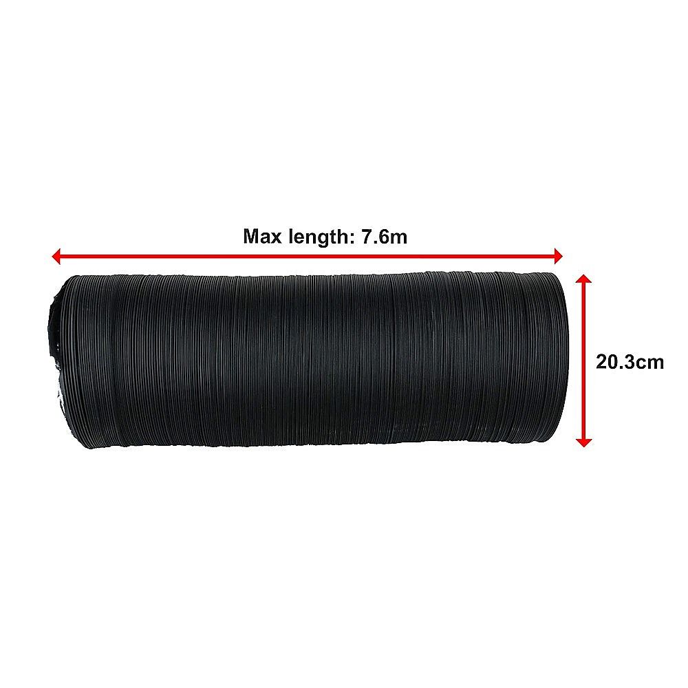 Flexible Aluminium Ducting 203mm x 7.6m 4 Layer Vent Hose HVAC Dryer