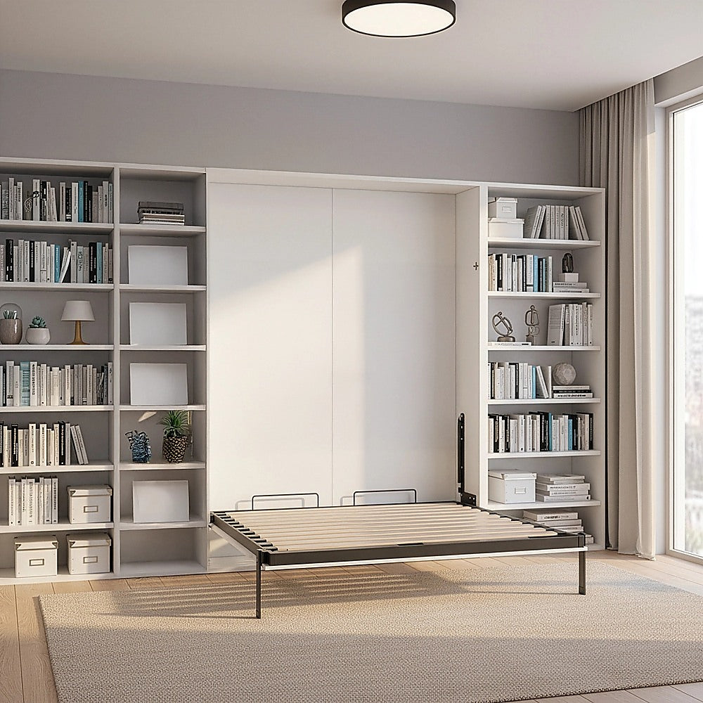 Double DIY Wall Bed Hardware Kit with Black handle – Frame & Mechanism for Custom Build