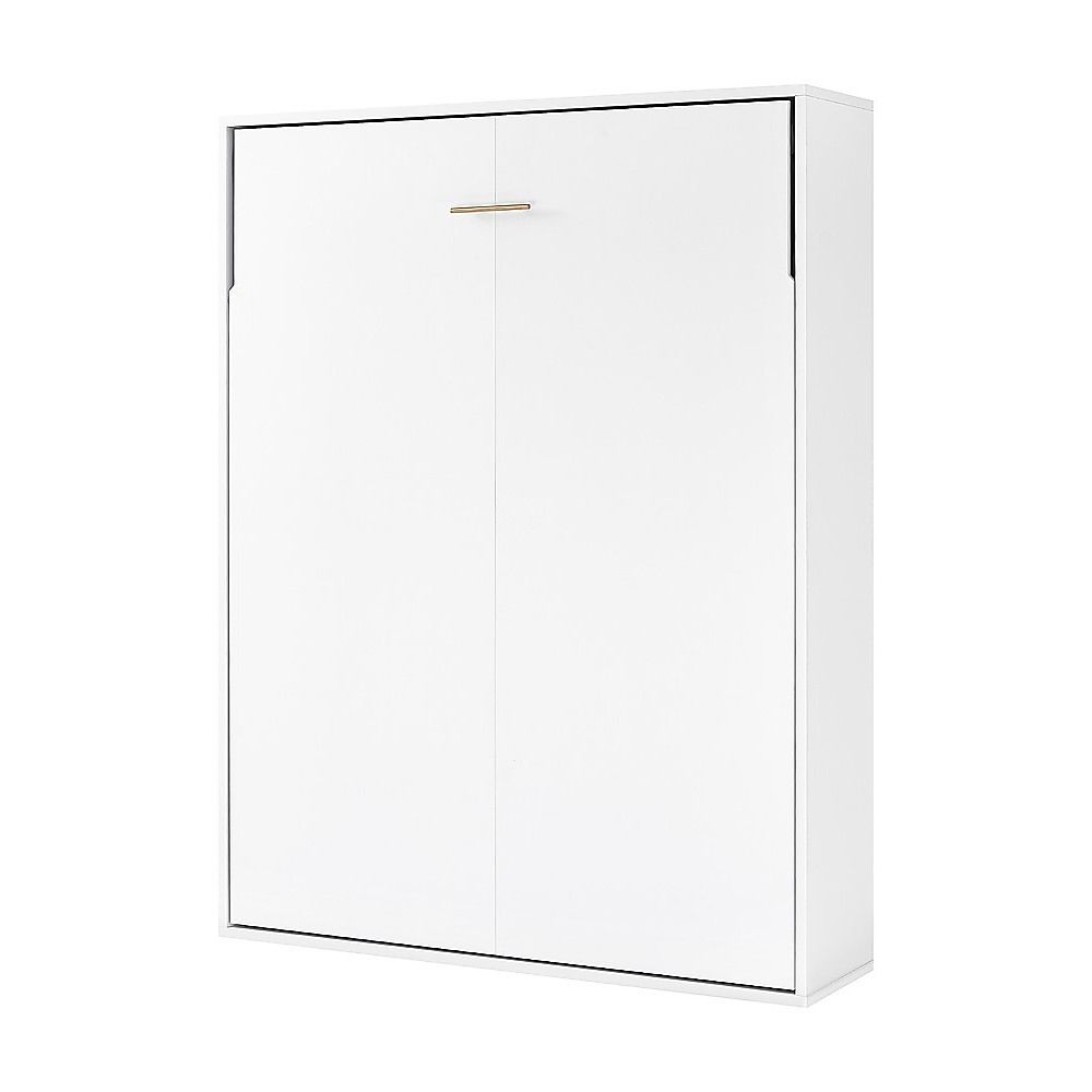 Double Wall Bed in White – Space Saving Murphy Bed Kit with Gold Door Handle