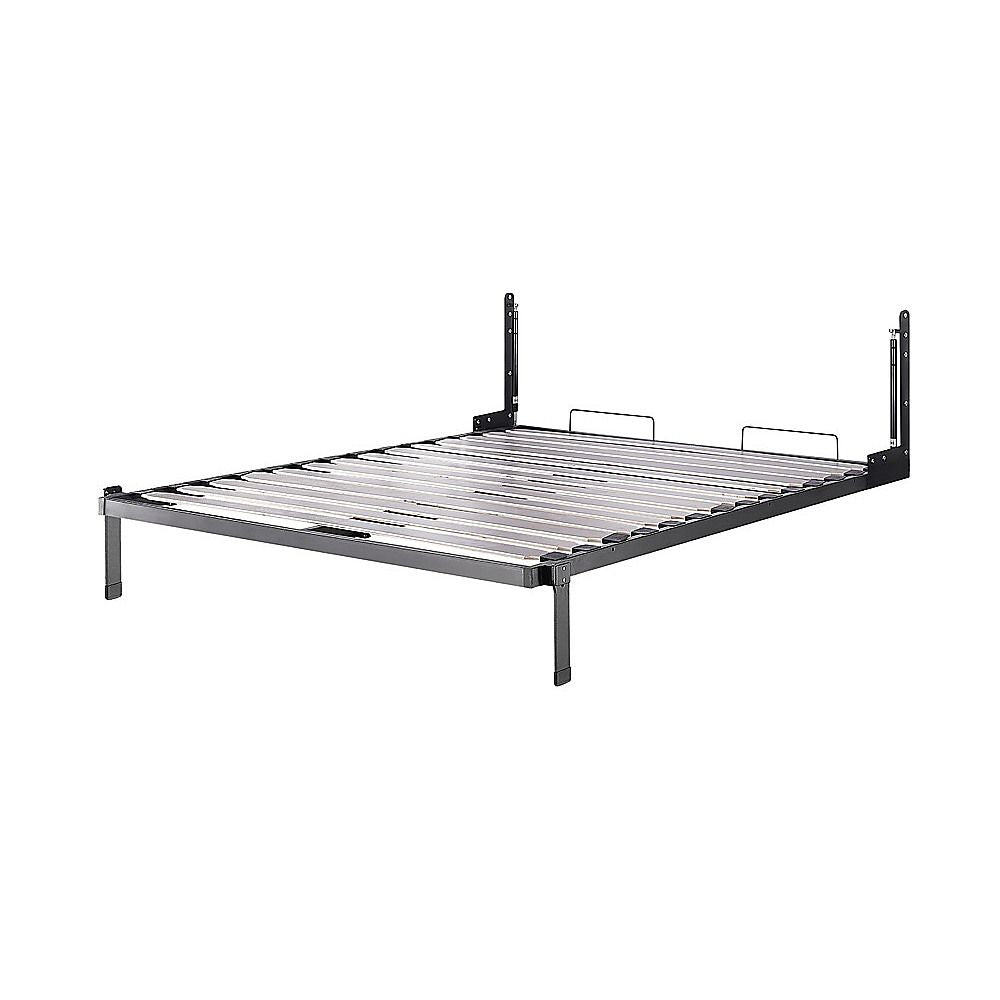 Queen Wall Bed in White Gloss – Space Saving Murphy Bed Kit with Black Door Handle