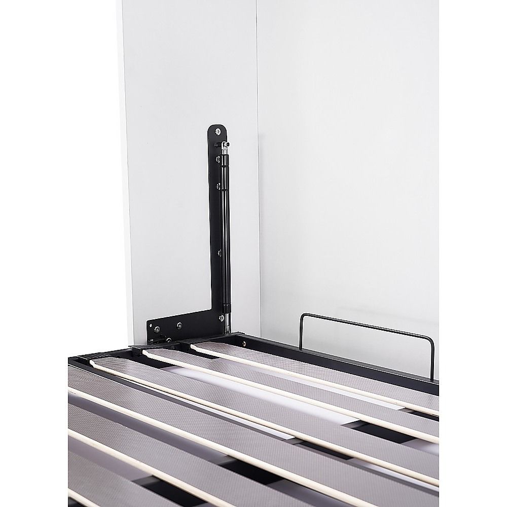 Queen Wall Bed in White Gloss – Space Saving Murphy Bed Kit with Black Door Handle
