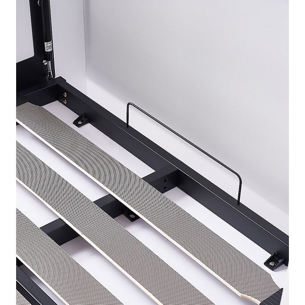 Single Wall Bed in White – Space Saving Murphy Bed Kit with Black Door Handle