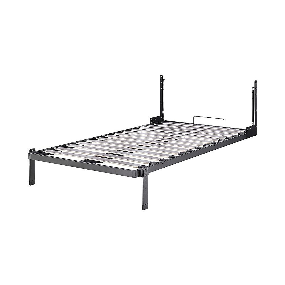 King-single Wall Bed in White – Space Saving Murphy Bed Kit with Black Door Handle