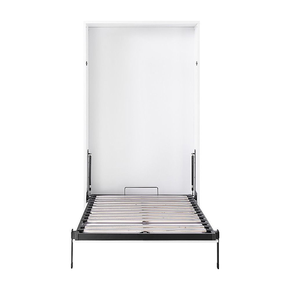King-single Wall Bed in White – Space Saving Murphy Bed Kit with Black Door Handle