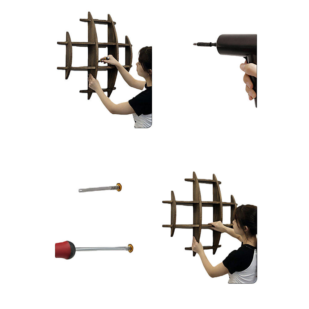 90x90cm Solid Wood Wall Mounted Display Shelf Antique Style Decor