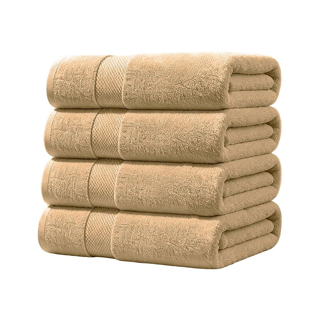 Bath Towel Set – 4-Pack Beige 500 GSM Ring-Spun Cotton Towels