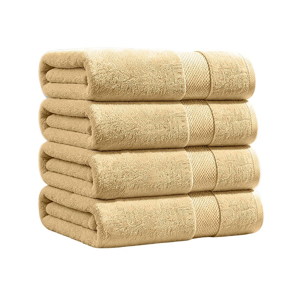 Bath Towel Set – 4-Pack Beige 500 GSM Ring-Spun Cotton Towels