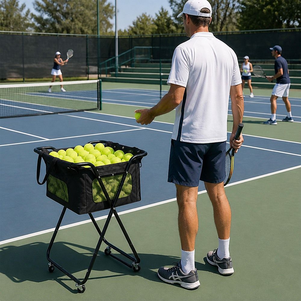 Ball Caddy with Wheels Portable Cart Holds 140 Pickleballs or 175 Tennis Balls