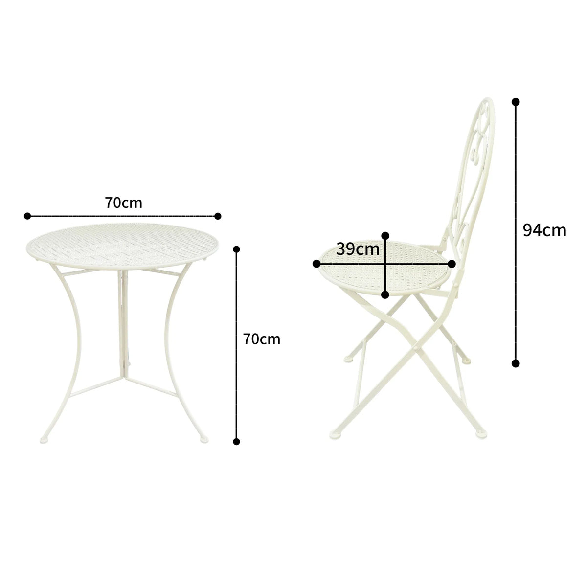 Bordeaux 3pc Setting Round Table + 2 Chairs