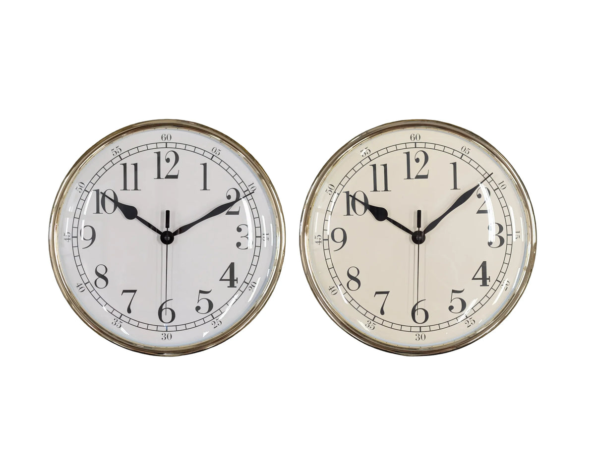 Bulk 12 25cm Plastic Gold Chrome Look Wall Clock 2 Asst