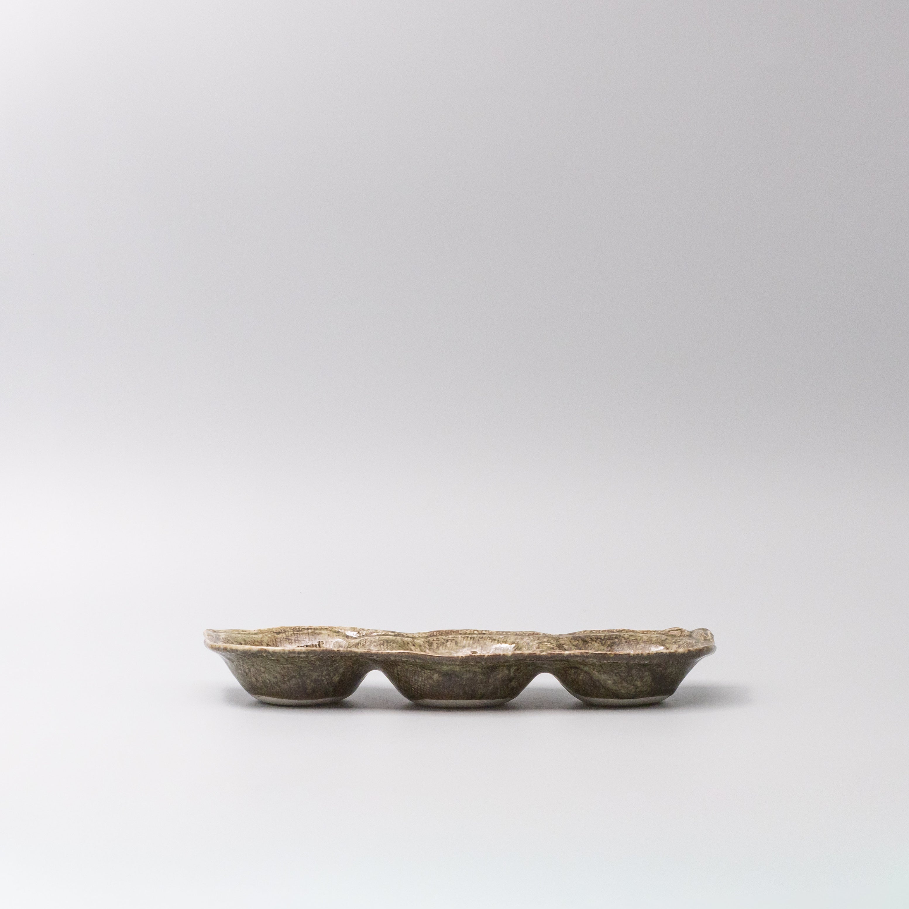 Edamame Triple Pod Dish Green Glaze