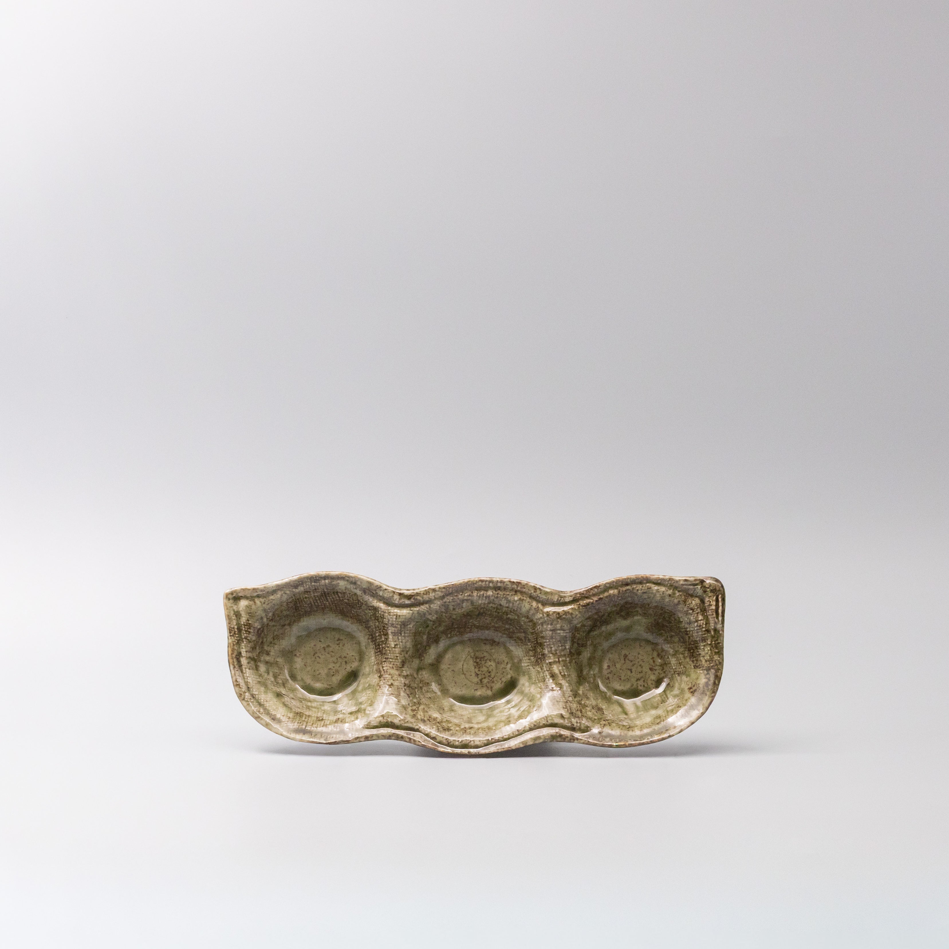 Edamame Triple Pod Dish Green Glaze
