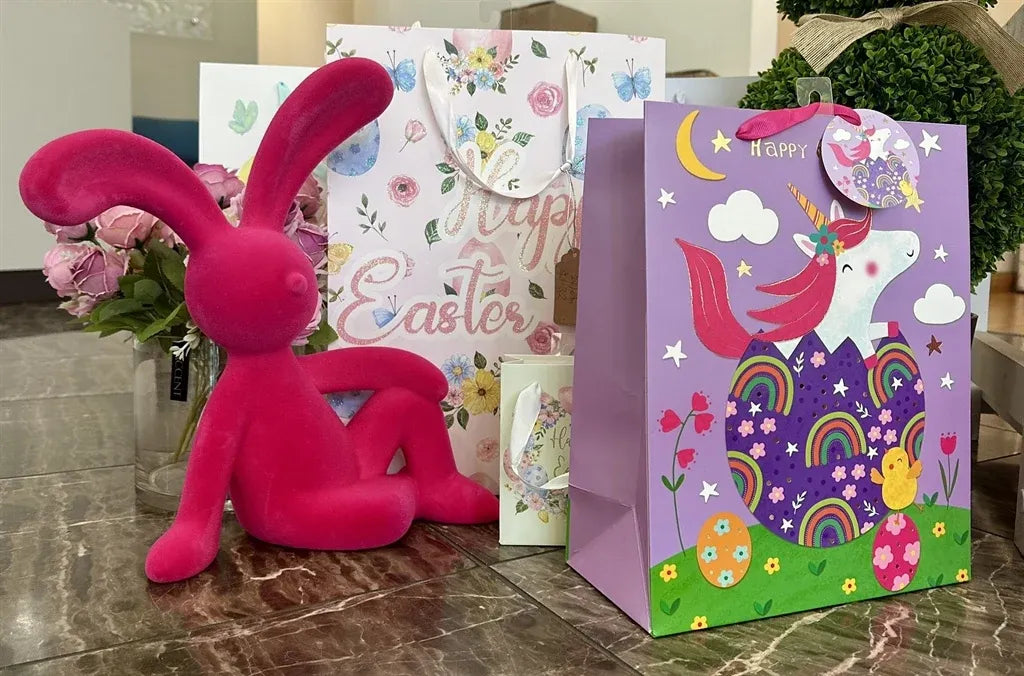 Bulk 12 Flocked Sitting Bunny 23cm 4 Asst