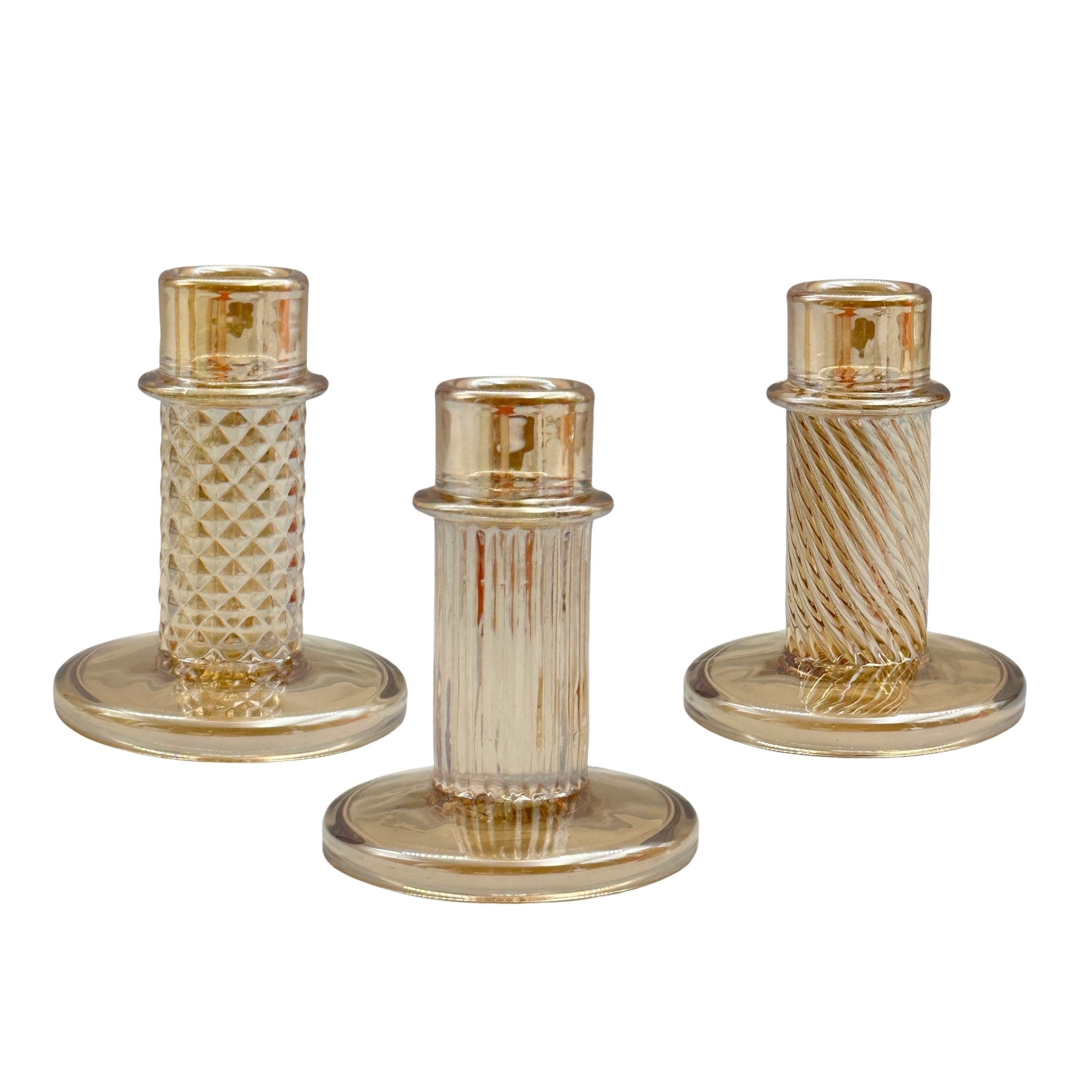 bulk 24 Lustre Glass Candle Holder 3 Assorted 8x10cm