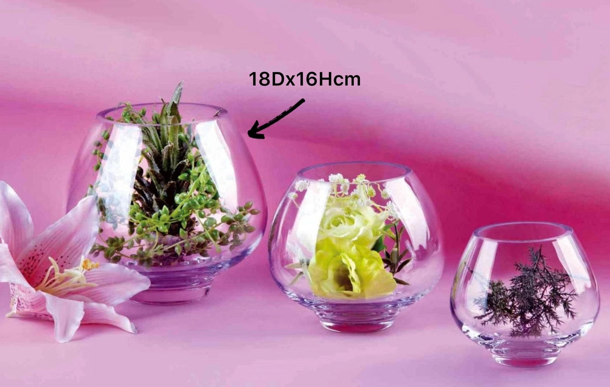 Glass Bowl Shape Vase 18cm