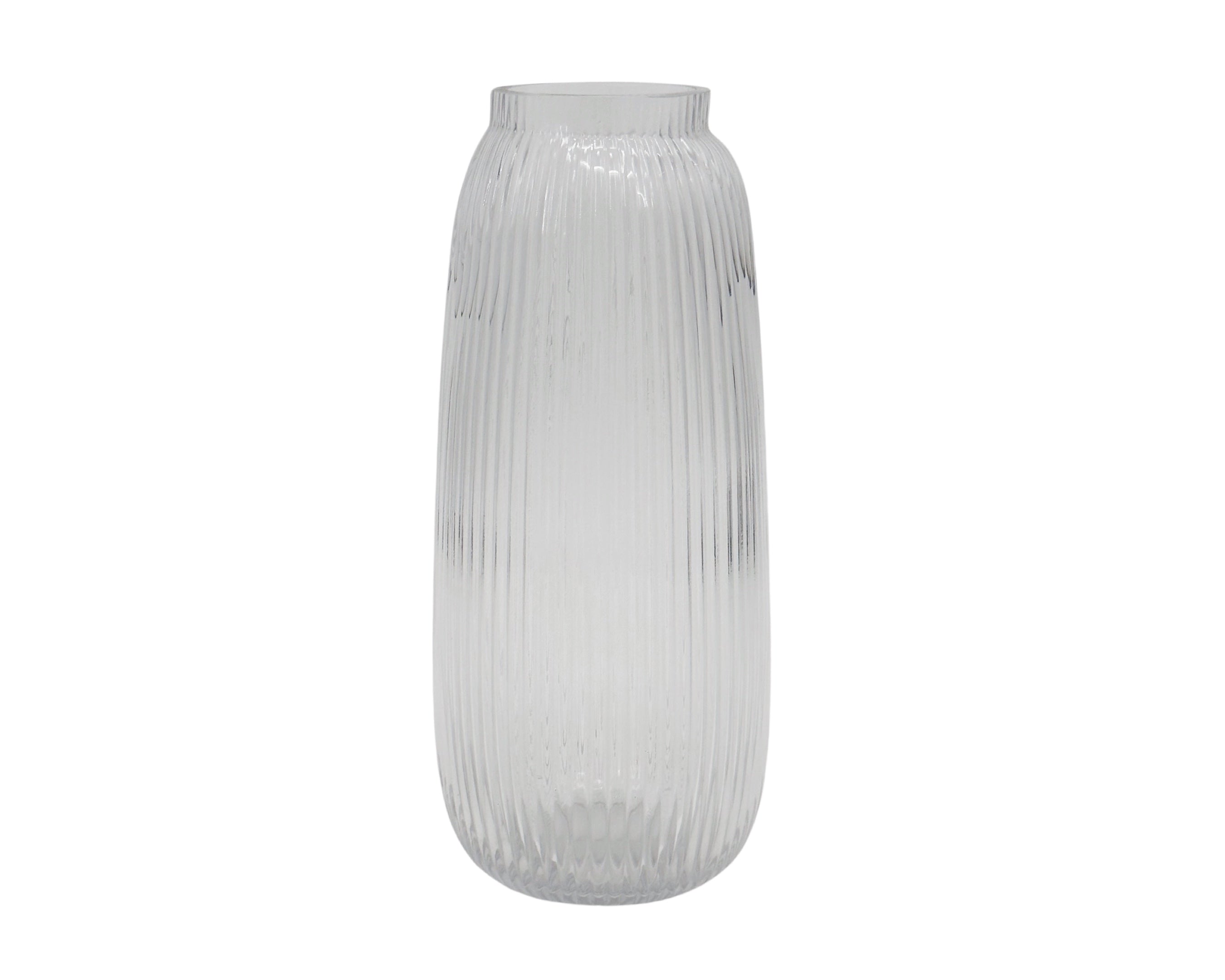bulk 6 Clear Rippled Glass Vase Cone With Lip 7x30cm
