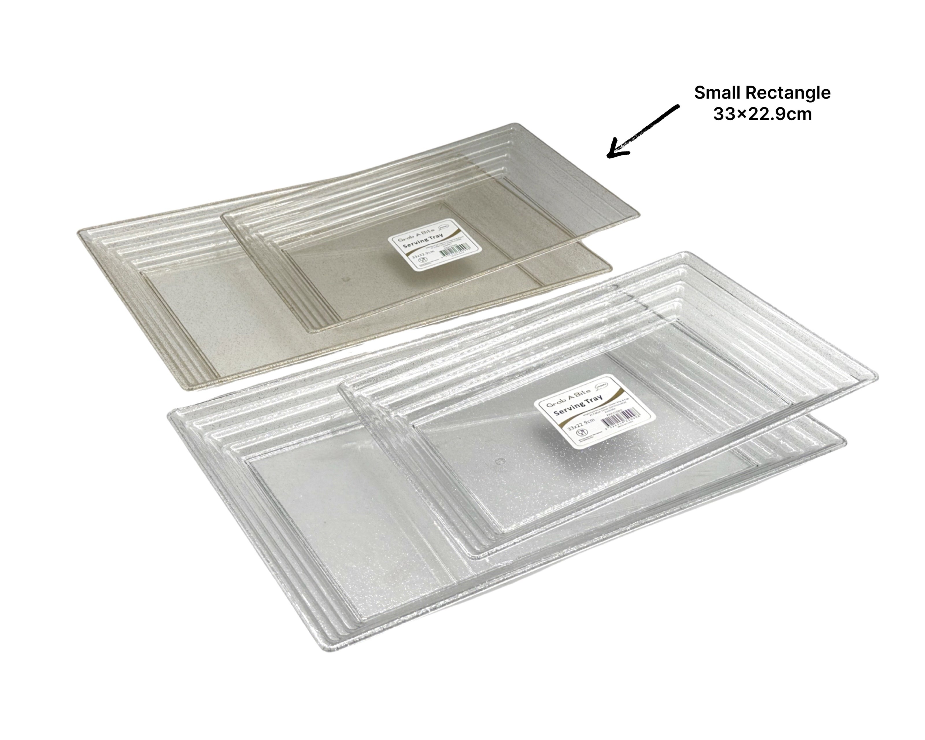 bulk 24 Glitter Plastic Serving Tray Rectangle 33x23cm