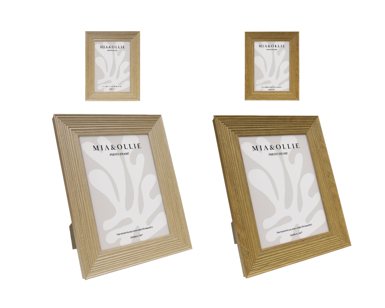 Set 2 Photo Frame Oak '5x7in" Assort 18cm