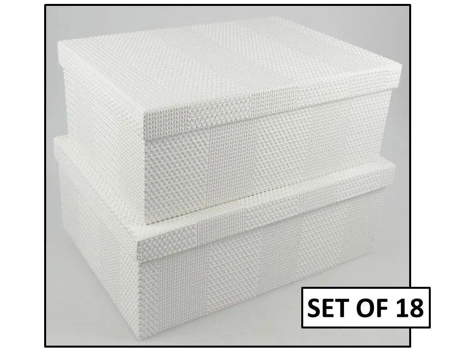 Bulk 2 White Textured Flock Pattern Gift Box 43x34x16cm Set Of 18