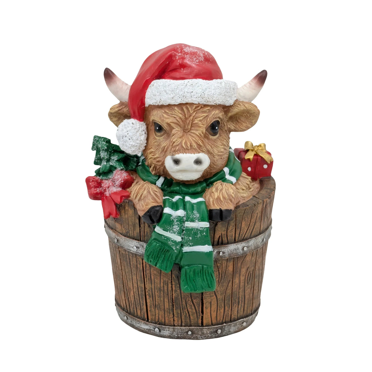 Bulk 4 Xmas Polyresin Highland Cow 17x16.5x25cm