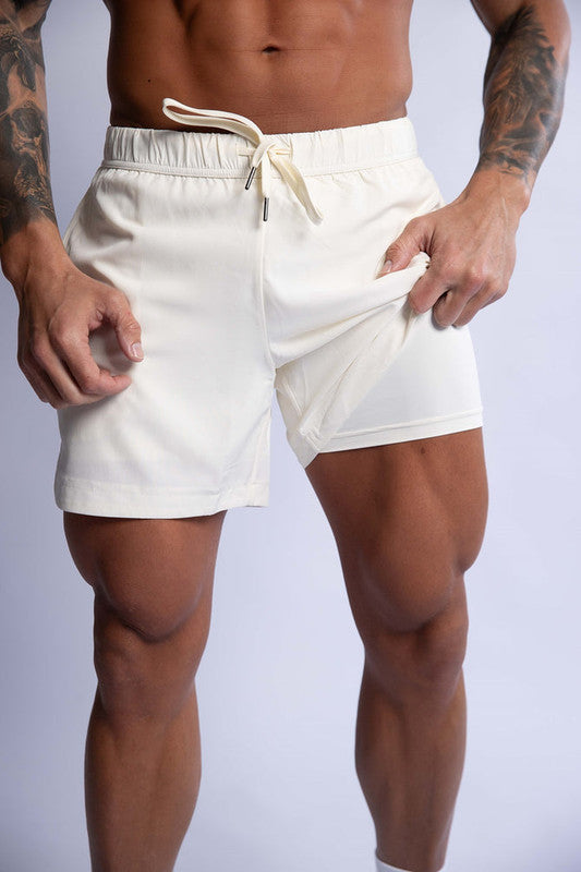 HARD HITTERS MEN'S PRO-TECH PERFORMANCE SHORTS CREAM SMALL