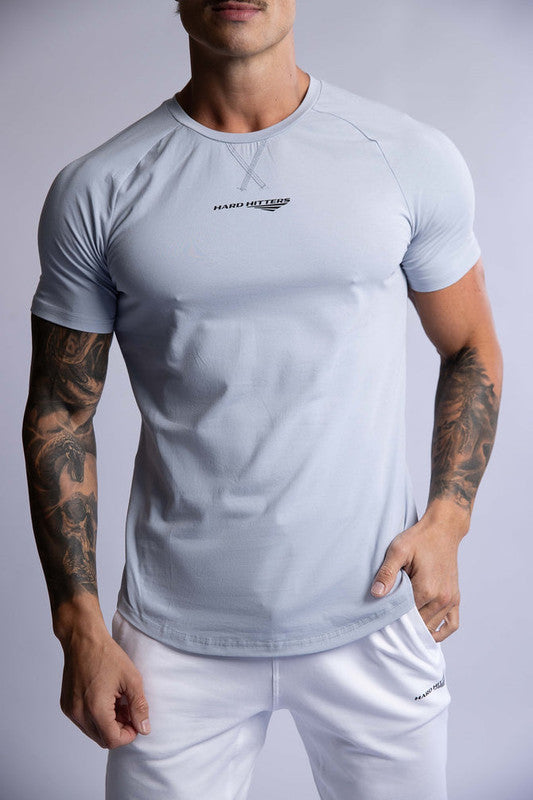 HARD HITTERS RAGLAN CREW TEE STEEL BLUE MEDIUM
