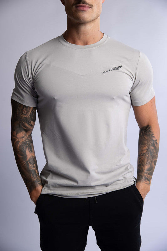 HARD HITTERS SLIM FIT COTTON TEE SILVER BLUE LARGE