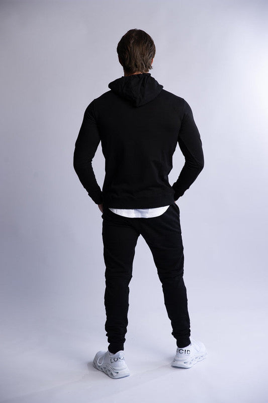 HARD HITTERS SLIM FIT TERRY HOODIE BLACK LARGE