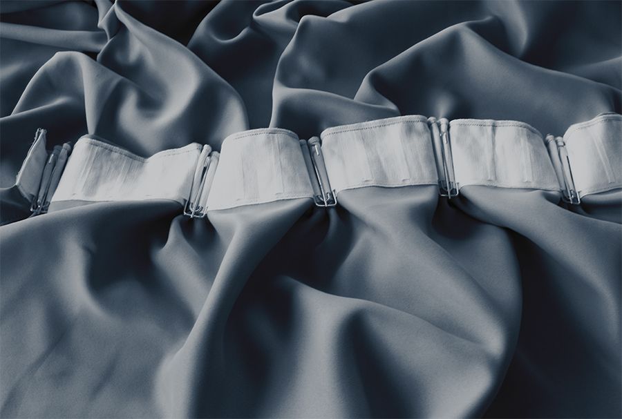 Blockout Curtains 600x270cm PINCH PLEAT+ Hooks High Level Fabric Grey Blue