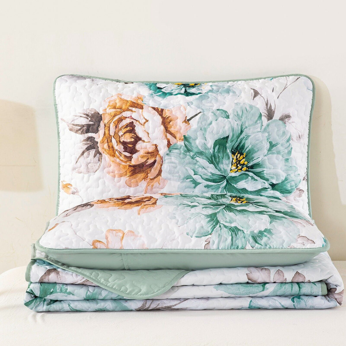 Rustic Farmhouse Chic floral Cozy 3 Pc Bedspread & Pillow Cover Set